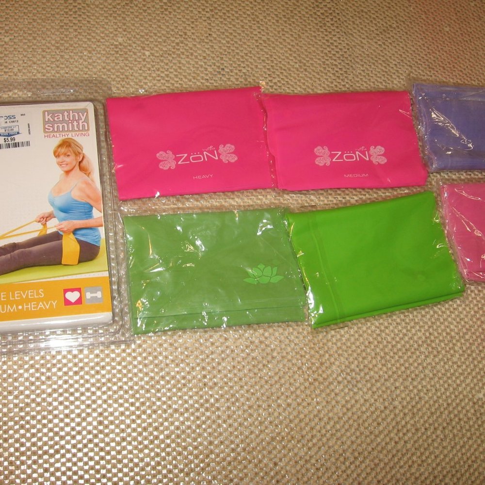 Lot of 9 Brand New Flat Resistance Bands Light Medium & Heavy Resistance